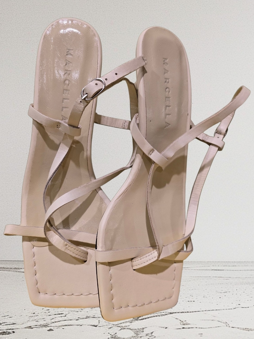 Strappy Square-Toe Heels